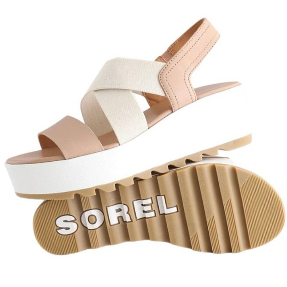 Sorel Women's Pink and Cream Platform Sandal Size 10.5